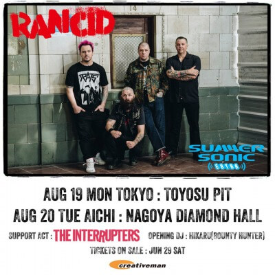 Rancid / The Interrupters Japan tour 2019 announced