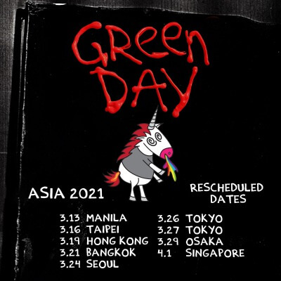 Green Day Japan tour 振替日程発表